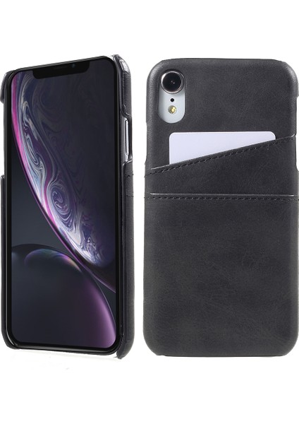 Çift Kart Yuvaları Tutucular Pu Deri Kaplamalı Pc Cep Telefonu Apple iPhone Xr-Black Için (Yurt Dışından)