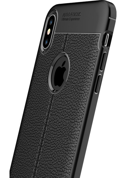Litchi Cilt Yumuşak Tpu Koruma Korusu Apple iPhone Xs Max-Black Için (Yurt Dışından)