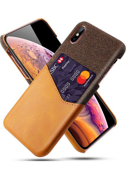 Ksq Pc+Pu+Kumaş Hibrit Kart Yuvası Apple iPhone X/xs-Orange Için (Yurt Dışından)