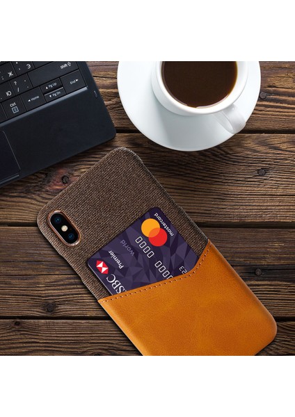 Ksq Pc+Pu+Kumaş Hibrit Kart Yuvası Apple iPhone X/xs-Orange Için (Yurt Dışından)