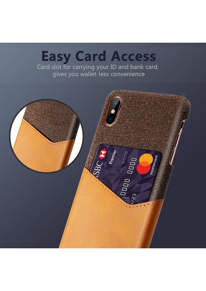 Ksq Pc+Pu+Kumaş Hibrit Kart Yuvası Apple iPhone X/xs-Orange Için (Yurt Dışından)