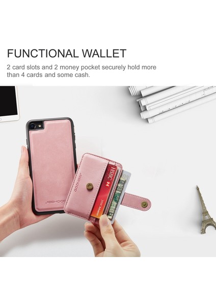 Apple iPhone Se Için Şok Geçirmez Cüzdan Telefon Kılıfı Desteği Kablosuz Şarj Rfıd Engelleme Anti-Fall Telefon Koruyucusu (Yurt Dışından)