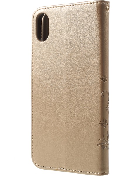 Apple iPhone Xs Max Baskı Için Kelebek Çiçek Stand Cüzdan Deri Cep Telefonu Kılıf (Yurt Dışından)