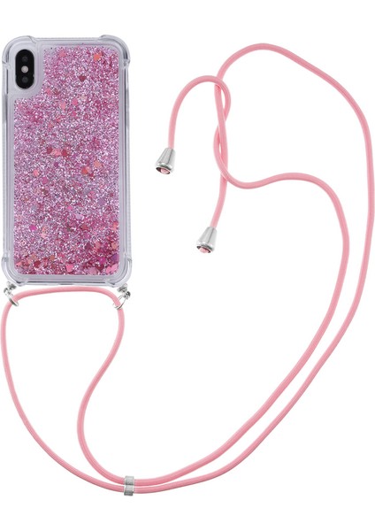Apple iPhone X/xs-Rose Gold Için Ön Kaygı Anti Kravalı ile Glitter Quicksand Yumuşak Tpu Telefon Kılıfı (Yurt Dışından)