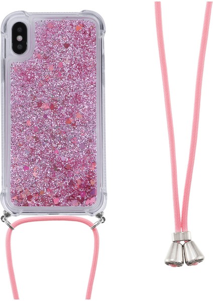 Apple iPhone X/xs-Rose Gold Için Ön Kaygı Anti Kravalı ile Glitter Quicksand Yumuşak Tpu Telefon Kılıfı (Yurt Dışından)