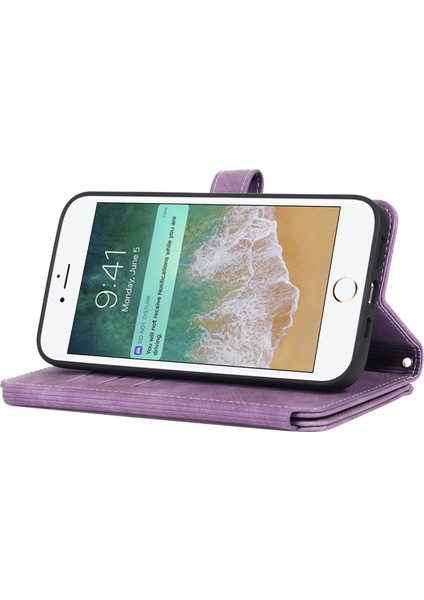 Apple iPhone 7/8 Fermuar Cep Birden Fazla Kart Yuvası Pu Deri Kasa Standı Cüzdan Folio Flip Telefon Kapağı (Yurt Dışından) modelleri