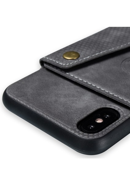 Kickstand Card Tutucu Pu Deri Kaplamalı Tpu Telefon Kabuğu Apple iPhone X/xs-Gre Için (Yurt Dışından)
