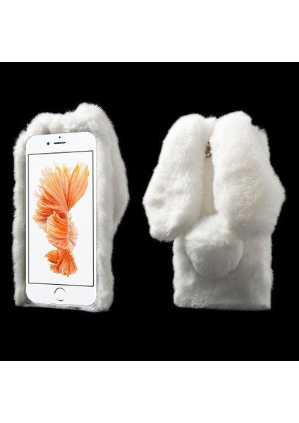 Bunny Şekil Apple Apple iPhone 8 Plus/7 Plus-White Için Sıcak Kürk Tpu Kılıfı (Yurt Dışından)