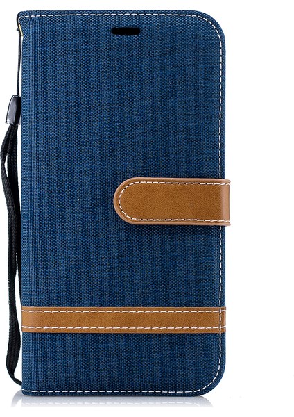 Apple iPhone Xr Çeşitli Kot Kot Cüzdan Stand Deri Kılıf Koruyucu-Dark Mavi (Yurt Dışından)