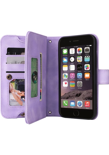 Apple iPhone 6 Için Koruyucu Telefon Örtüsü, Kayışlarla Zipper Cep Deri Cüzdan Kapağı (Yurt Dışından)