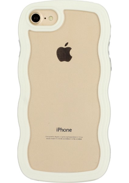 Apple iPhone Se Wavy Edge Pc+Tpu Telefon Kılıfı Renk Çerçevesi Şeffaf Arka Kapak-Beyaz (Yurt Dışından)