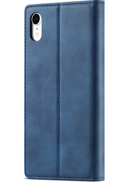 Tpu+Pu Deri Güçlü Manyetik Telefon Koruyucu Kabuk Apple iPhone Xr-Blue Için (Yurt Dışından)