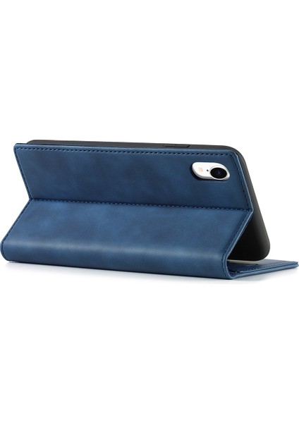 Tpu+Pu Deri Güçlü Manyetik Telefon Koruyucu Kabuk Apple iPhone Xr-Blue Için (Yurt Dışından)