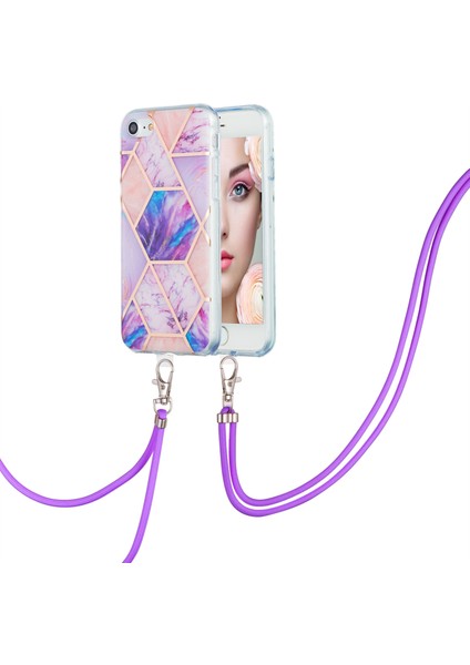 Apple iPhone Se-Light Purple Için Kordonlu Tpu Telefon Kılıfı Electrocating Mermer Desen Ekleme Tpu Telefon Kılıfı (Yurt Dışından) fiyatları