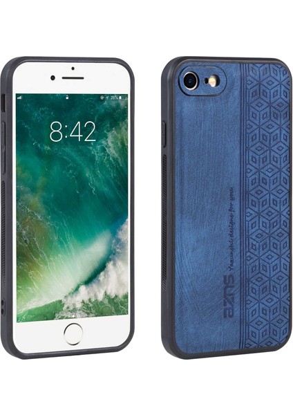 Apple iPhone 7/8 Baskılı Desenli Telefon Kılıfı Damla Damalı Pu Deri Kaplamalı Tpu Kapak Mavisi (Yurt Dışından)