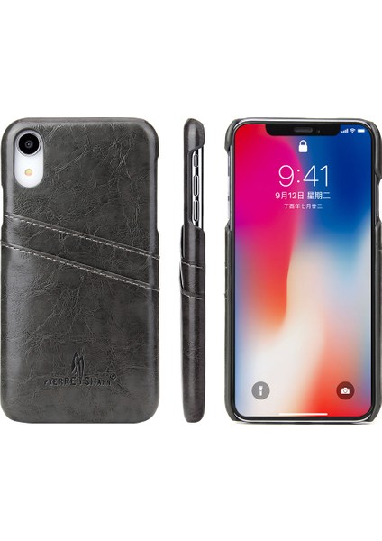 Fierre Shann Için Apple iPhone Xr Yağ Balmumu Kart Tutucu Pu Deri Kaplamalı Pc Koruyucu Kapak Klavya (Yurt Dışından)