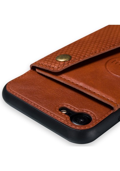 Apple iPhone Se Için Kickstand Card Tutucu Pu Deri Kaplamalı Tpu Kılıfı [yerleşik Araç Manyetik Sayfası] (Yurt Dışından)