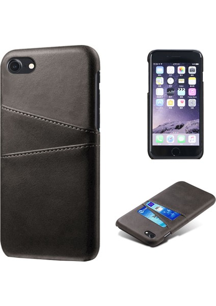 Apple iPhone Için Ksq Se Pu Deri Kaplamalı Pc Kılıfı Çift Kart Yuvaları Black (Yurt Dışından)