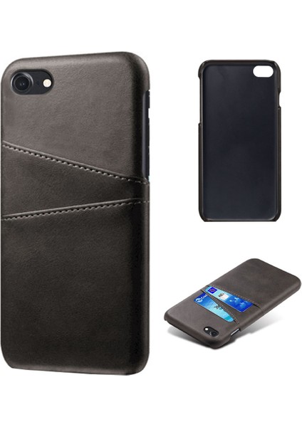 Apple iPhone Için Ksq Se Pu Deri Kaplamalı Pc Kılıfı Çift Kart Yuvaları Black (Yurt Dışından) fiyatları