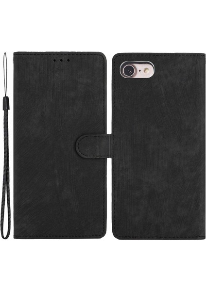 Apple Iphonesepu Için Deri Deri Derek Renk Kapağı Cilt Dokunma Standı Cüzdan Telefon Kılıfı Black (Yurt Dışından)
