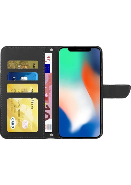 Apple iPhone X/xs Telefon Kılıfı Baskısı Kelebekler Çiçek Deseni Pu Deri Cüzdan Stand Telefon Kılıfı Omuz Kayışı Black (Yurt Dışından) fiyatları