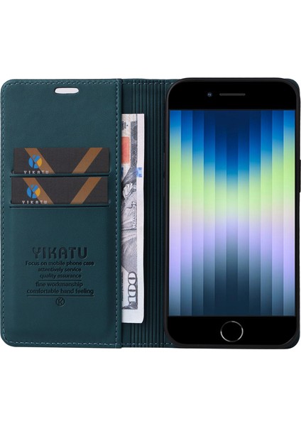 Apple iPhone 6 Manyetik Otomatik Kapanış Deri Kılıf Cüzdan Stand Anti-Çizelge Telefon Kapak Yeşilleri (Yurt Dışından)