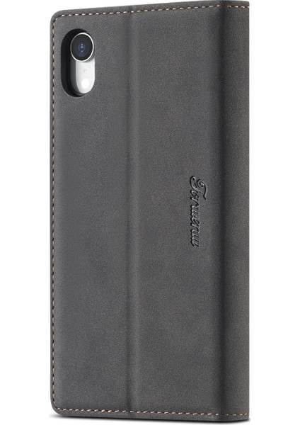 Apple iPhone Xr Deri Cüzdan Stand Kapak Black Için F1 Kılıf (Yurt Dışından)