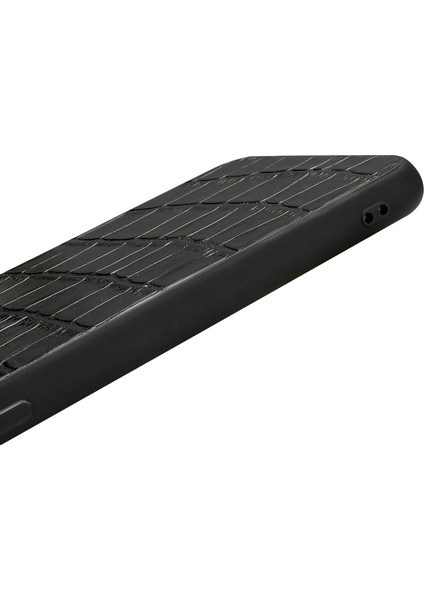 Timsah Doku Apple iPhone Xr-Black Için Orijinal Deri Kaplamalı Tpu Telefon Kılıfı (Yurt Dışından)