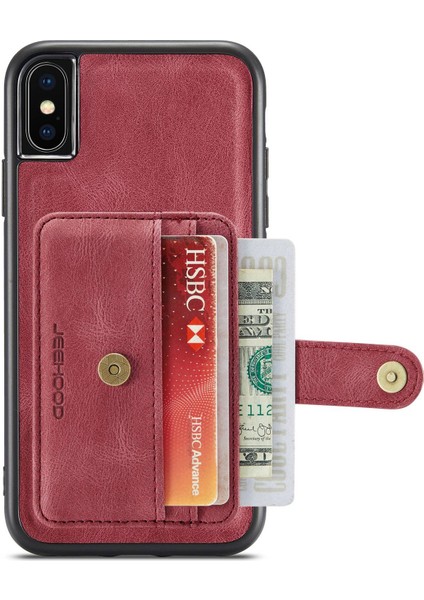 Apple iPhone Xs Için Max Telefon Vaka Vakası Şok Geçirmez Cüzdan Telefon Kapağı Koruyucu Destek Kablosuz Şarj/rfıd Engelleme-Kırmızı (Yurt Dışından) fiyatları