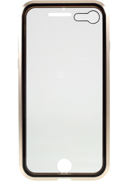 Manyetik Metal Çerçeve+Apple iPhone 7/8-Altın Için Çift Taraflı Temperli Cam Önleyici Tam Kapsama Kapağı (Yurt Dışından) fiyatları