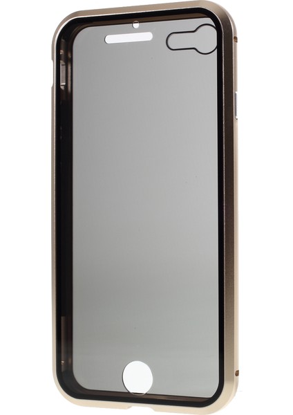 Manyetik Metal Çerçeve+Apple iPhone 7/8-Altın Için Çift Taraflı Temperli Cam Önleyici Tam Kapsama Kapağı (Yurt Dışından) modelleri