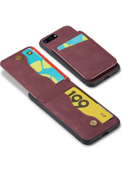 Fierre Shann Apple iPhone 7 Plus/ 8 Plus Phone Case Kickstand Pu Deri Tpu Kart Tutucu-Red ile Kapak (Yurt Dışından) modelleri