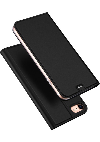 Dux Ducis Skin Pro Için Apple iPhone Se Iş Deri Standı Mobil Kılıf Kart Tutucu-Black (Yurt Dışından)