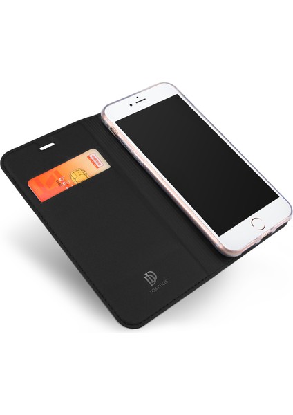 Dux Ducis Skin Pro Için Apple iPhone Se Iş Deri Standı Mobil Kılıf Kart Tutucu-Black (Yurt Dışından)