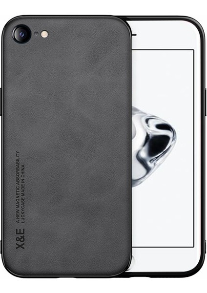 Apple iPhone 7/8 Cilt Touch Pu Deri Kaplamalı Tpu Telefon Case-Dark Gri (Yurt Dışından)