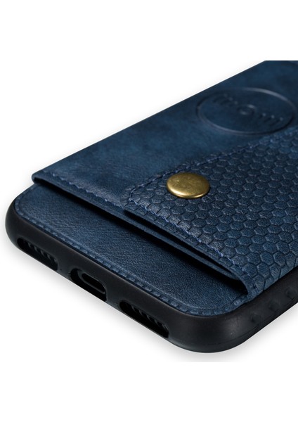 Kickstand Card Tutucu Pu Deri Kaplamalı Tpu Telefon Kabuğu Apple iPhone X/xs-Blue Için (Yurt Dışından)