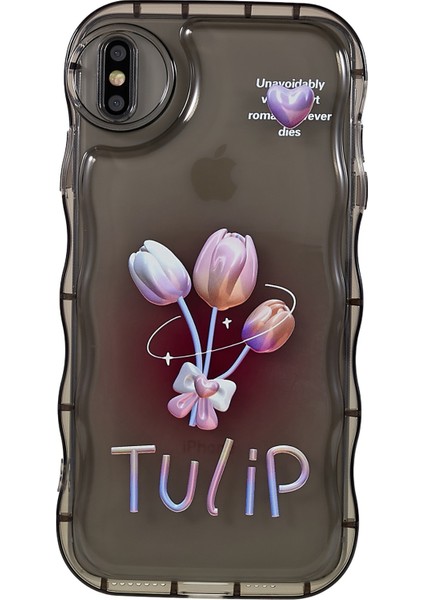 Apple iPhone Xs Için Max Telefon Kılıfı Anti-Çizgiye Desen Basılı Basılı Kapak Dalgası Şeklinde Kenar Yumuşak Tpu Anti-Drop Anti-Drop Telefon Kılıfı-Temel Siyah/ (Yurt Dışından)
