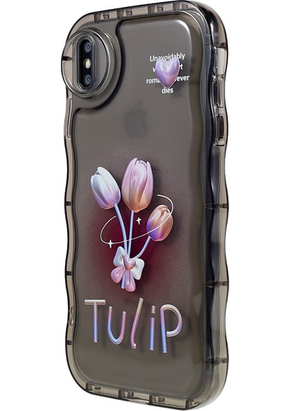 Apple iPhone Xs Için Max Telefon Kılıfı Anti-Çizgiye Desen Basılı Basılı Kapak Dalgası Şeklinde Kenar Yumuşak Tpu Anti-Drop Anti-Drop Telefon Kılıfı-Temel Siyah/ (Yurt Dışından)