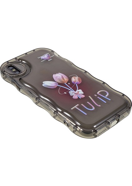 Apple iPhone Xs Için Max Telefon Kılıfı Anti-Çizgiye Desen Basılı Basılı Kapak Dalgası Şeklinde Kenar Yumuşak Tpu Anti-Drop Anti-Drop Telefon Kılıfı-Temel Siyah/ (Yurt Dışından)