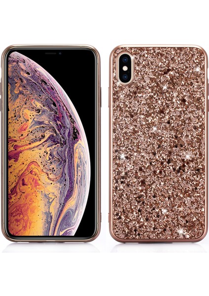 Apple iPhone Xs Için Max Glittery Pulins Tpu Jel Geri Kapak Çizgisi Altın (Yurt Dışından)