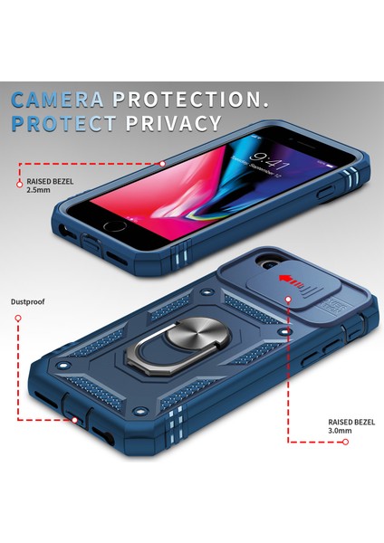 Apple iPhone Se Se Ring Kickstand Hard Pc Back+Yumuşak Tpu Edge Kamera Kapağı ile Koruyucu Şok Geçirmez Kılıf (Yurt Dışından) fırsatları