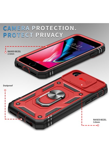 Apple iPhone Se Se Ring Kickstand Hard Pc Back+Yumuşak Tpu Edge Kamera Kapağı ile Kırmızı/siyah (Yurt Dışından) fırsatları
