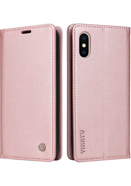 Apple iPhone X/xs Için Telefon Kılıfı Tam Koruma Telefon Cüzdan Kapağı Manyetik Otomatik Absorbed Pu Deri Flip Telefon Kılıfı Stand-Lose Altın (Yurt Dışından)