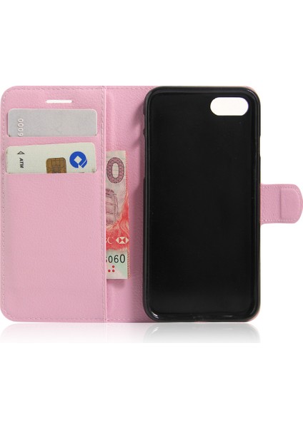 Litchi Tahıl Deri Cüzdan Kılıfı Folio Folio Apple iPhone Se 2nd Gen-Pink Için Koruyucu Kapak (Yurt Dışından) fırsatları