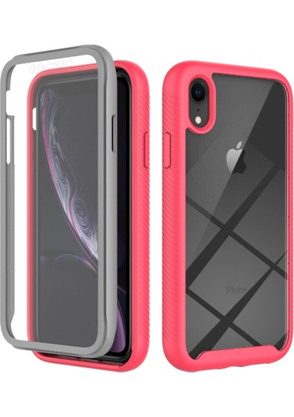 Apple iPhone Xr Için 3'ü 1 Arada Karaklama Anti Telefon Kılıfı Sabit Pc+Yumuşak Tpu Damla Damla Geçirmez Cep Telefonu Hibrit Kapak Pet Ekran Koruyucu-Pembe (Yurt Dışından)