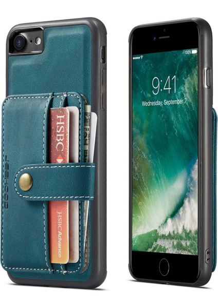 Apple iPhone Se Için Şok Geçirmez Cüzdan Telefon Kılıfı Desteği Kablosuz Şarj Rfıd Engelleme Anti-Fall Telefon Koruyucusu (Yurt Dışından)