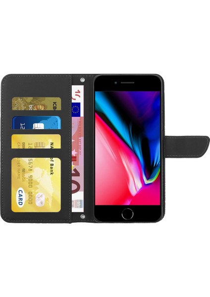 Apple iPhone 8/7 Kelebekler Için Çiçek Baskılı Stand Deri Kılıf Cüzdan Kapağı Omuz Kayışı (Yurt Dışından) fırsatları