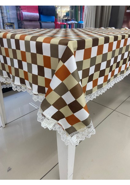Leke Tutmaz Kare Desenli Sofra Bezi, Piknik Örtüsü, Masa Örtüsü