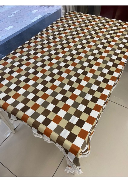 Leke Tutmaz Kare Desenli Sofra Bezi, Piknik Örtüsü, Masa Örtüsü