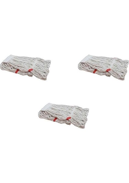 CodEx Geniş Islak Mop Paspas Ucu Başlığı Püskül Pamuklu 500 gr 25 cm Beyaz 3 Adet